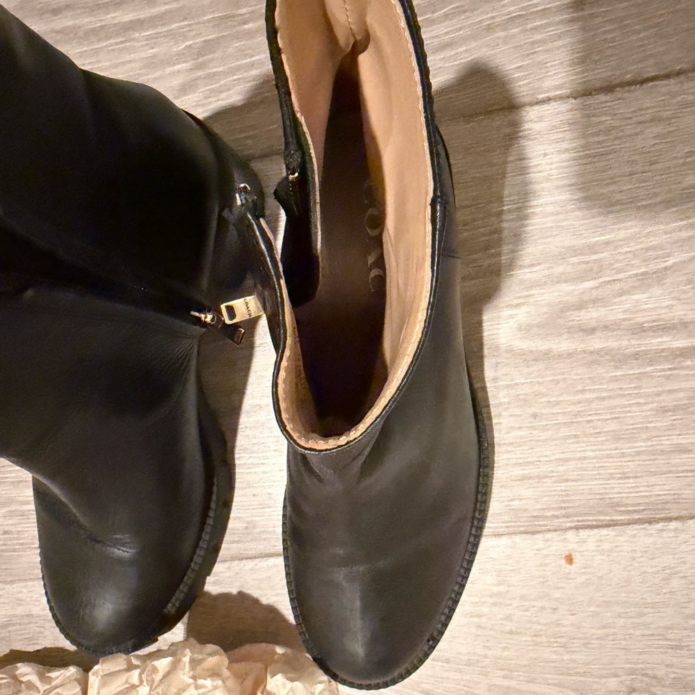 NWOT Coach “Chrissy” Black Leather Heeled Ankle Booties Size 7 - Picture 6 of 13
